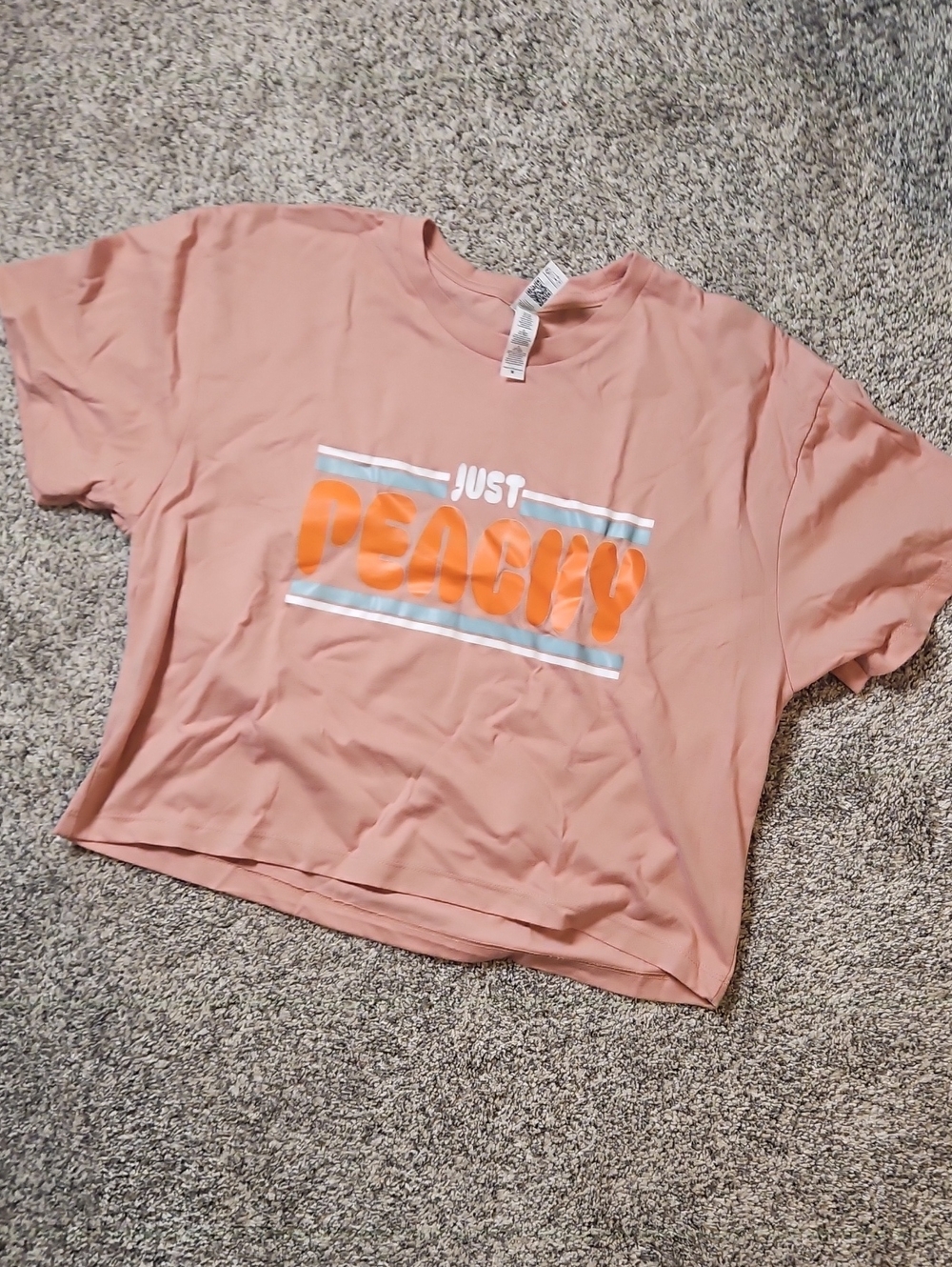 Peach Cropped Graphic Tee "Just Peachy"